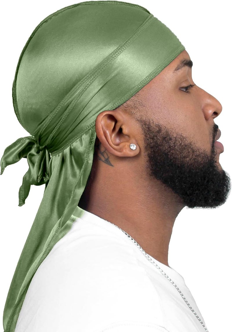 ForceWave 4PCS Silky Durags for Men Women 360 Waves with 1 Wave Cap, Silky Satin Durag Extra Long Tails - Image 2